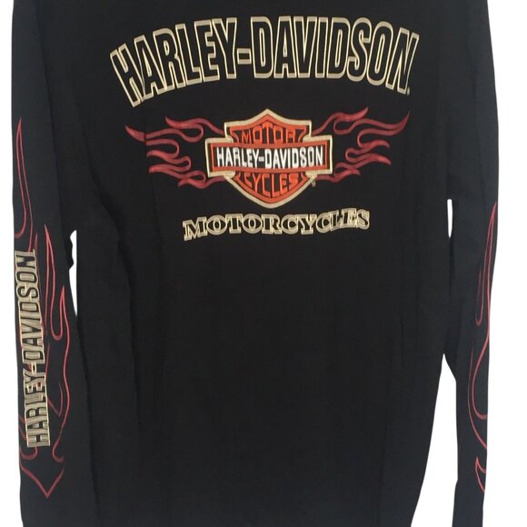 Harley-Davidson Shirt Mens Medium Long Sleeve Flames Bar & Shield 99042-09VM - Picture 4 of 14